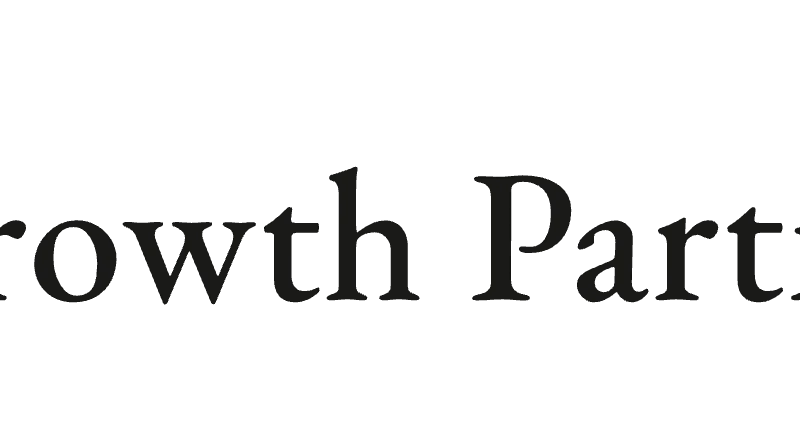 Logo with two overlapping circles, one filled with tan, next to the text "Growth Partnership".